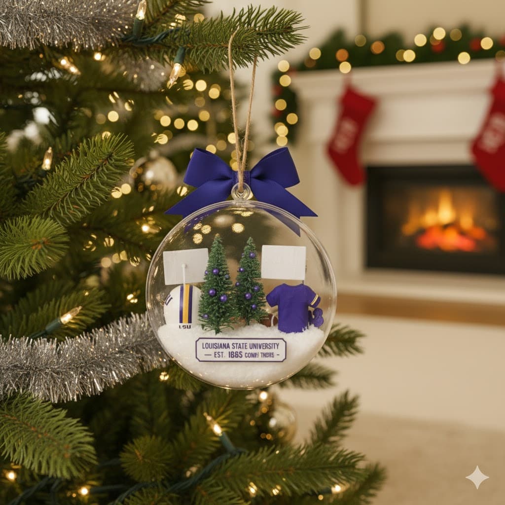 LSU Tigers Christmas Snow Globe Ornament - Image 4