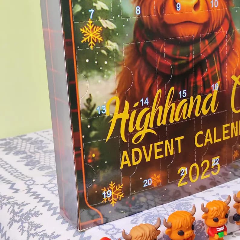 3D Highland Cow Advent Calendar 2025 – 24-Day Christmas Countdown with Cute Scottish Cattle Figurines - Image 4