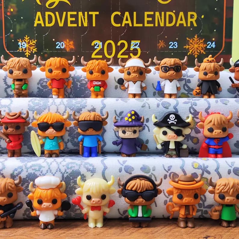 3D Highland Cow Advent Calendar 2025 – 24-Day Christmas Countdown with Cute Scottish Cattle Figurines - Image 5