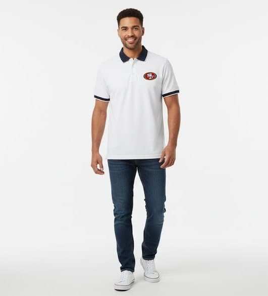 49ers Jake Moody Polo Shirt: Team Logo Front, Kicker #4 Back - Image 3