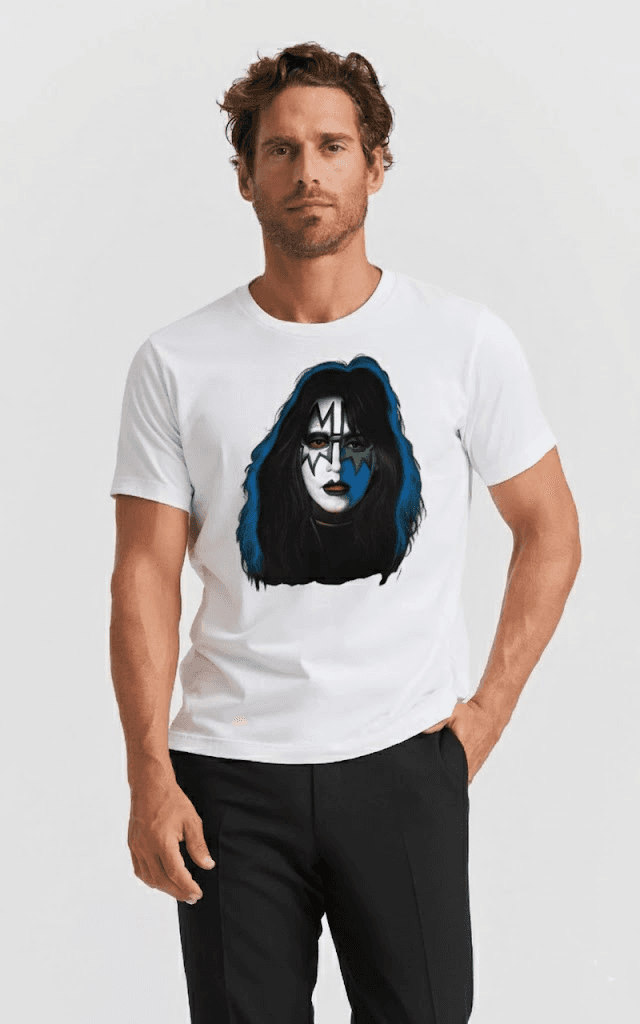 Ace Frehley Tribute White T-Shirt – Vintage Rock-Inspired Graphic Tee - Image 1