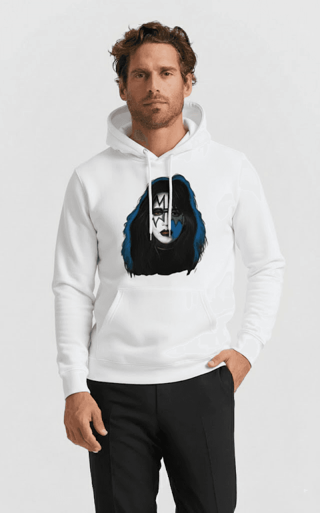 Ace Frehley Tribute White T-Shirt – Vintage Rock-Inspired Graphic Tee - Image 3