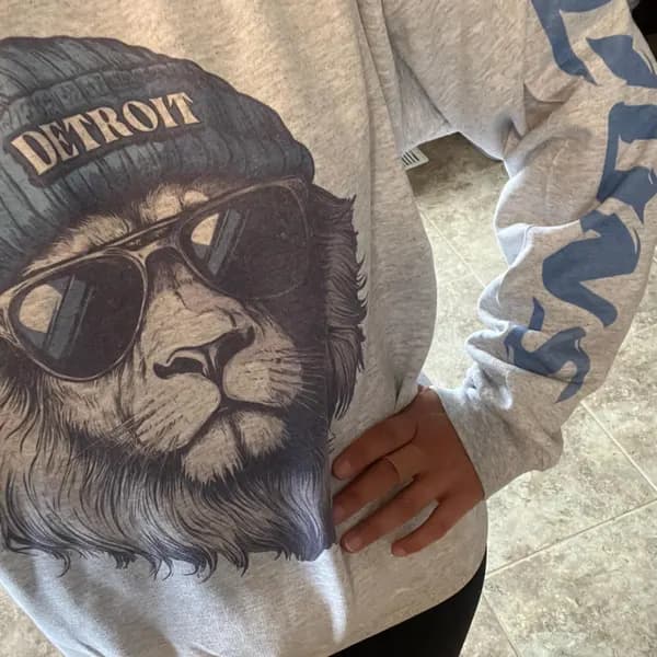 Detroit Lions "Cool Cat" Crewneck Sweatshirt | Vintage Style Game Day Top - Image 3