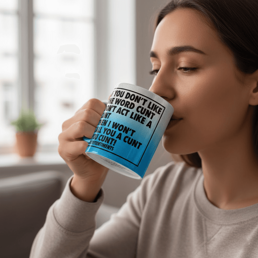 "Don't Like The Word Cunt" Glitter Gradient Mug - Bold Statement Coffee Cup - Image 4