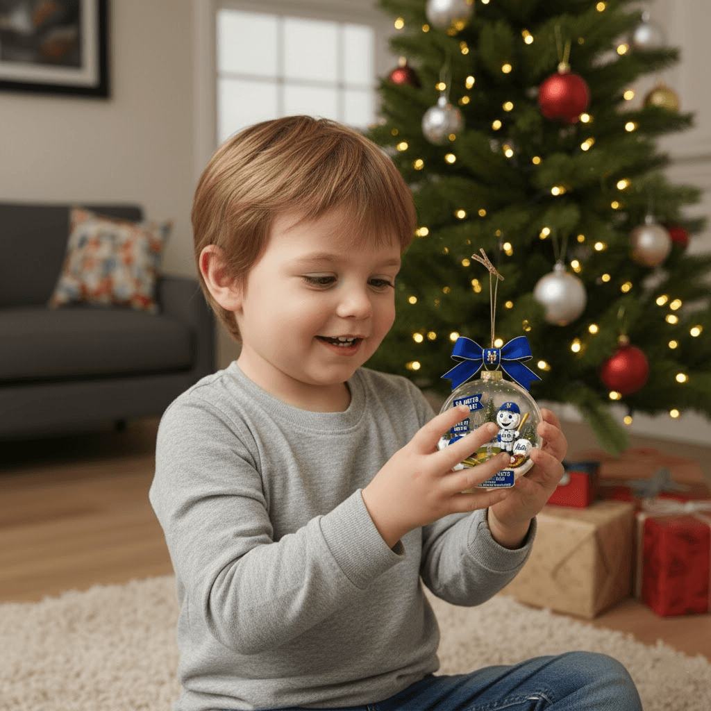 New York Mets 2x Champions Snow Globe Ornament - Image 4