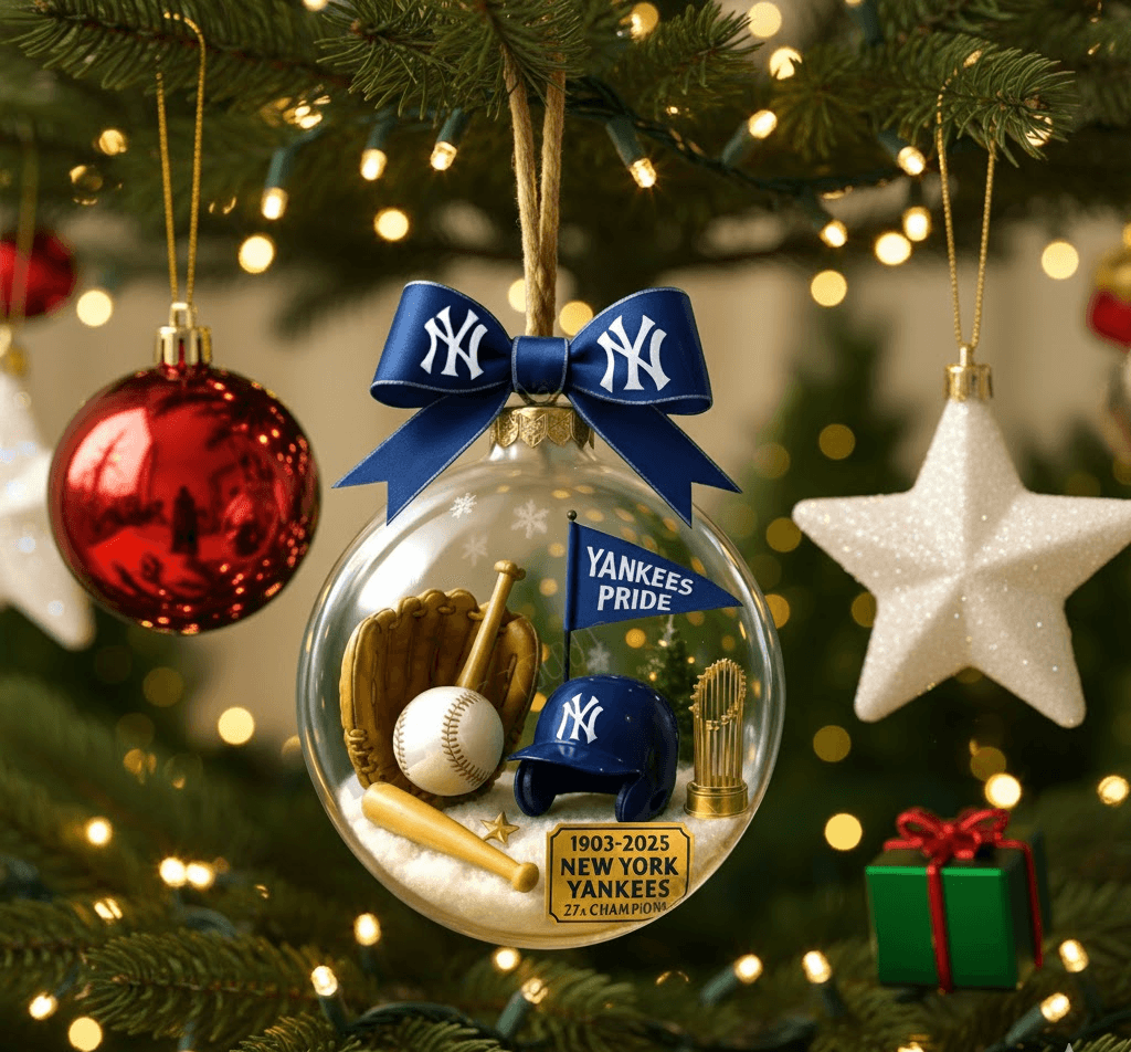New York Yankees 27x Champions Snow Globe Ornament - Image 2