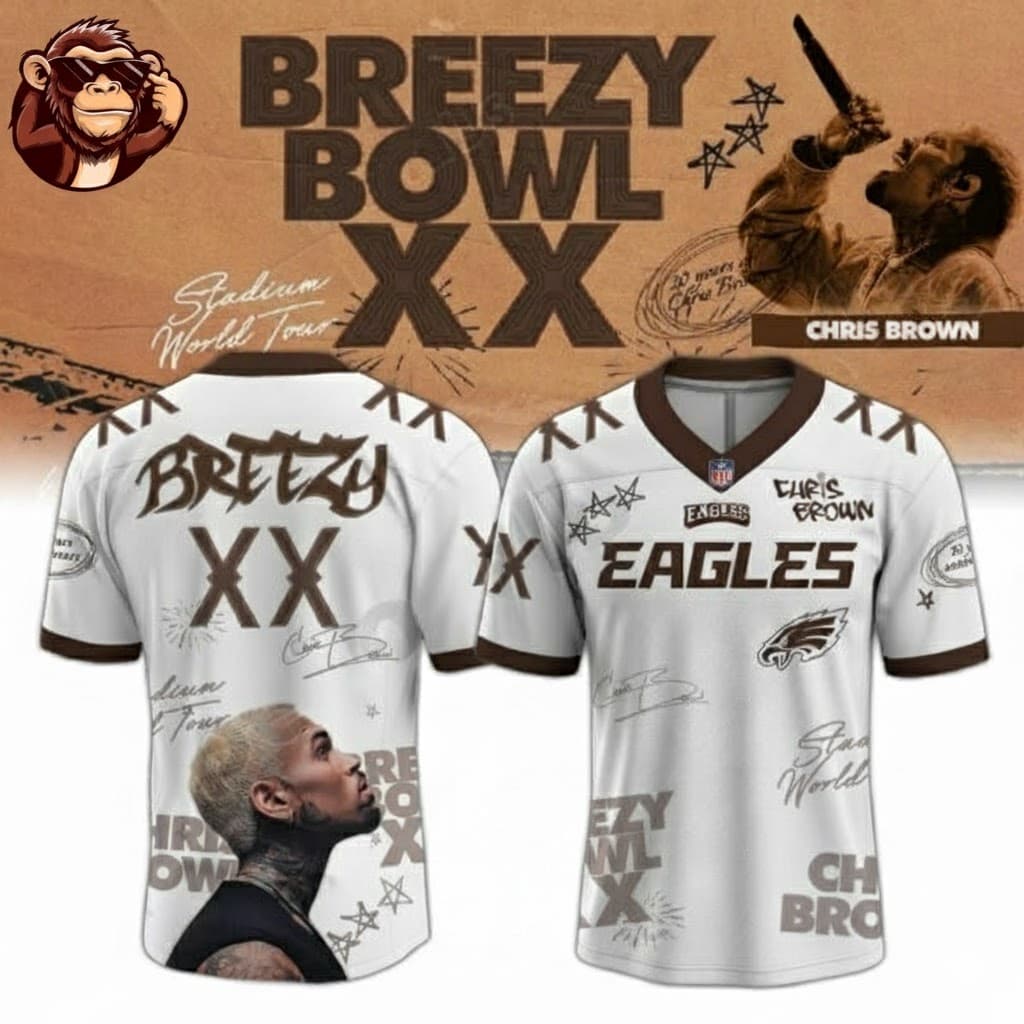 NFL x Chris Brown Breezy Bowl XX World Tour 2025 V-neck Jersey - Image 1