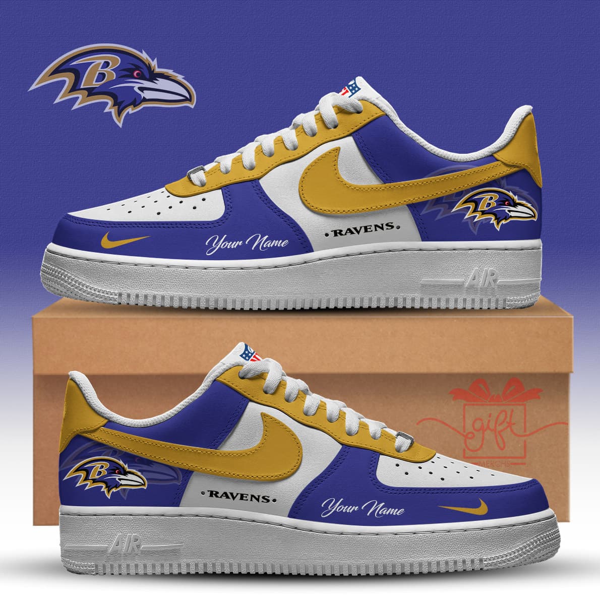 Ravens Sneaker – Custom Name Edition | Fan-Inspired Streetwear - Image 1