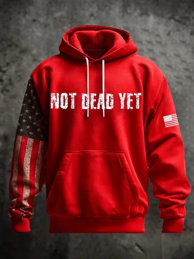 The Resilience Hoodie: "Not Dead Yet" Distressed Retro Flag Pullover - Image 2