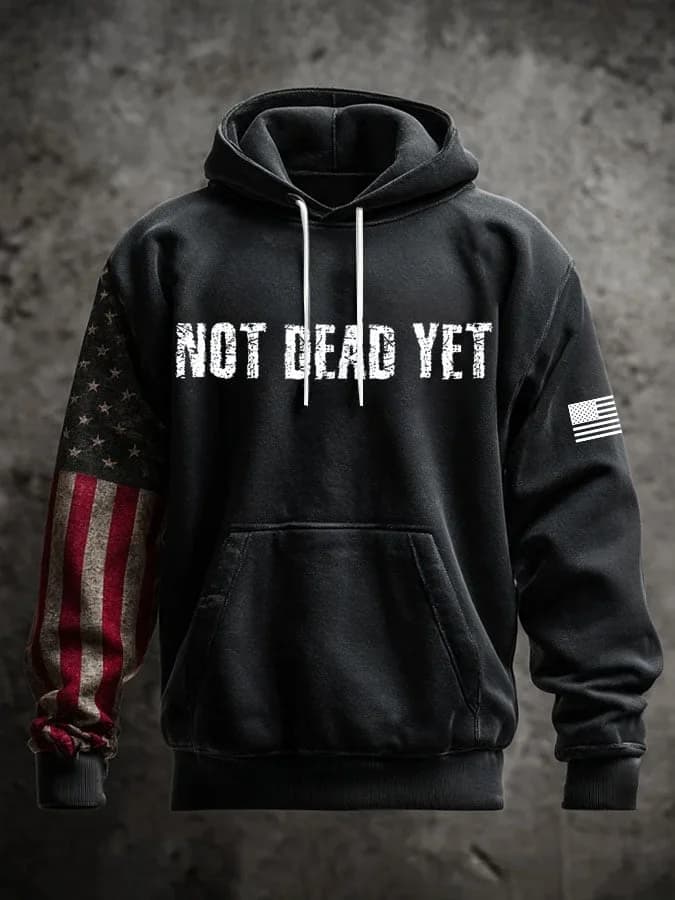 The Resilience Hoodie: "Not Dead Yet" Distressed Retro Flag Pullover - Image 1