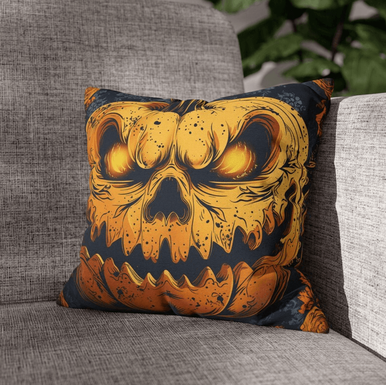 velvet pillow embroidered with bat or pumpkin - Image 7