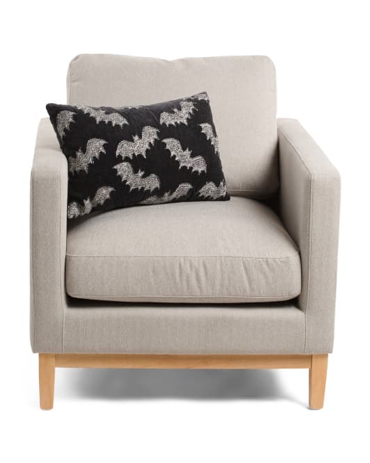 velvet pillow embroidered with bat or pumpkin - Image 2