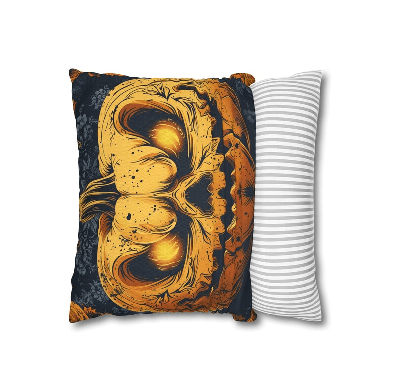 velvet pillow embroidered with bat or pumpkin - Image 4