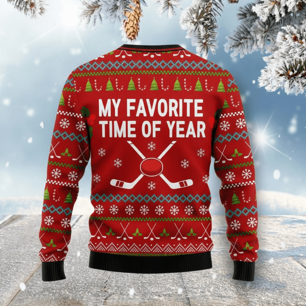"All I Want For Christmas Is Hockey" Ugly Sweater - Unisex Knit Holiday Jumper - Image 2