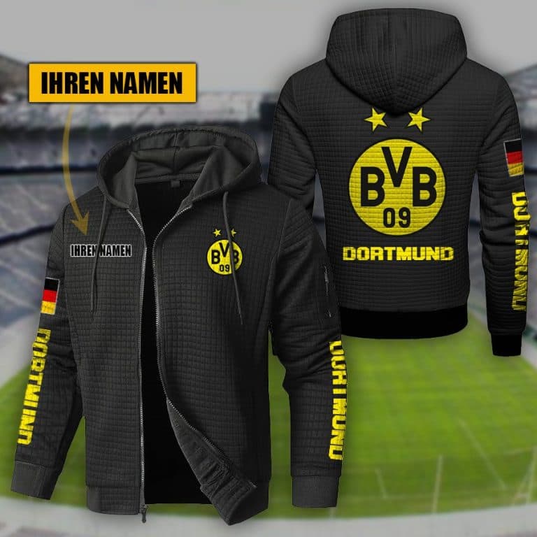 Borussia Dortmund Personalized Full-Zip Hoodie – Custom Name Front Design - Image 1