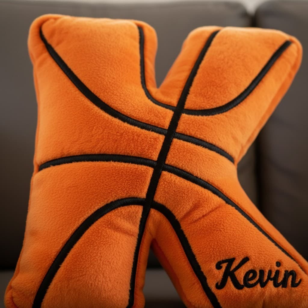 Custom Name Letter Pillow | Personalized Basketball Alphabet Cushion - Image 3