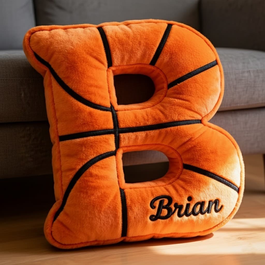 Custom Name Letter Pillow | Personalized Basketball Alphabet Cushion - Image 4