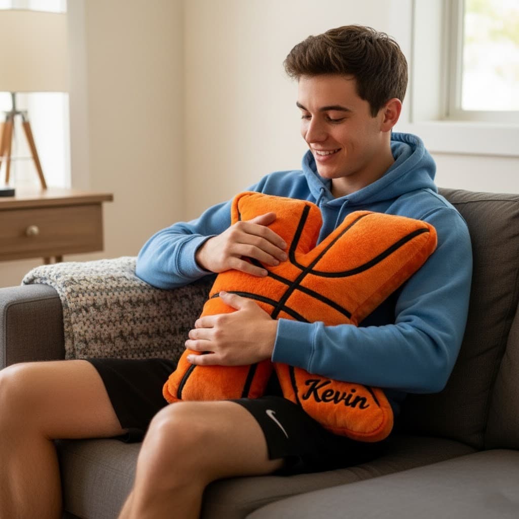 Custom Name Letter Pillow | Personalized Basketball Alphabet Cushion - Image 2