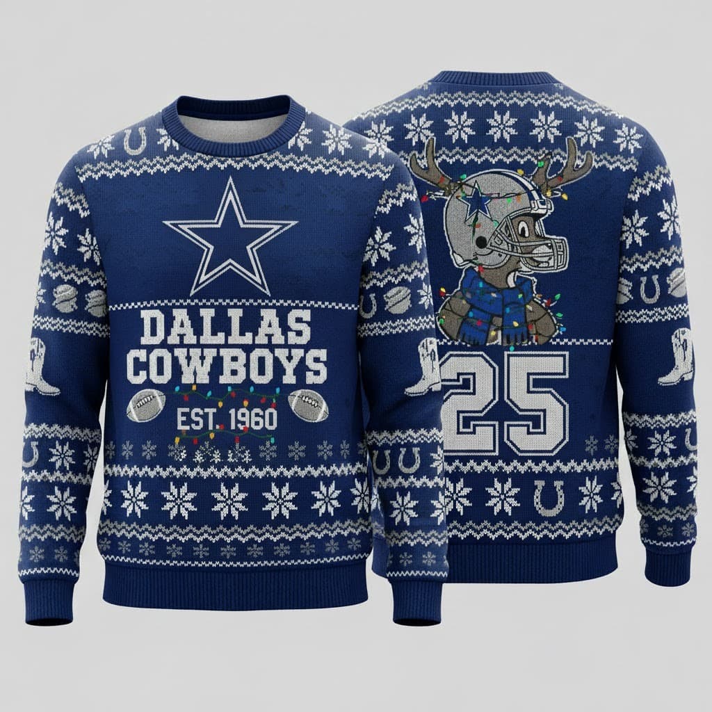 Dallas Cowboys 2025 Ugly Christmas Sweater – Festive NFL Holiday Knit Pullover - Image 1