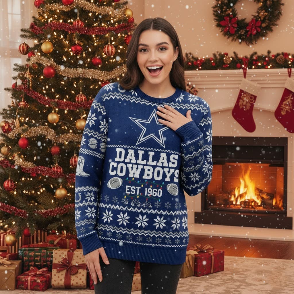 Dallas Cowboys 2025 Ugly Christmas Sweater – Festive NFL Holiday Knit Pullover - Image 3
