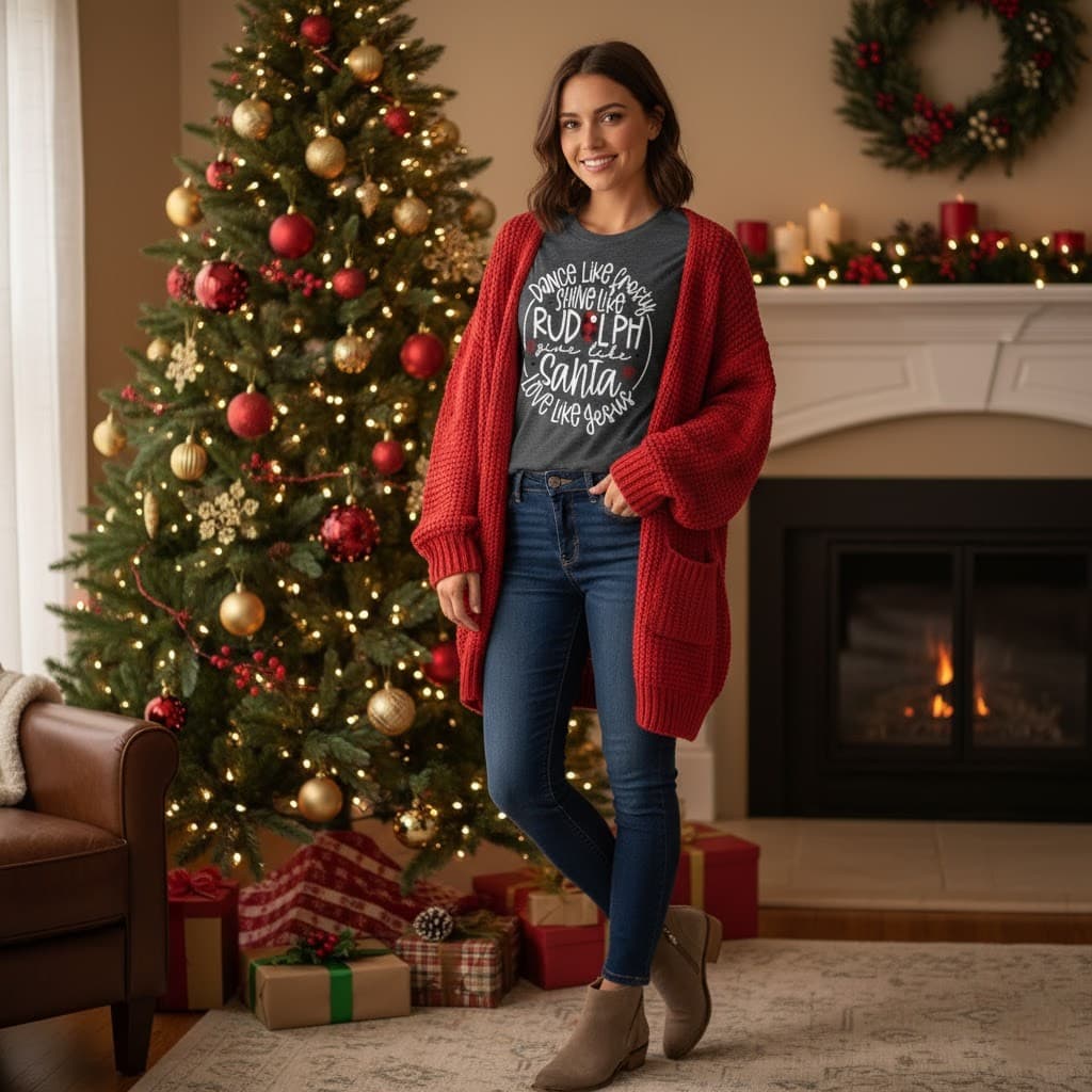 "Dance Like Frosty, Love Like Jesus" - Inspiring Christmas T-Shirt - Image 3