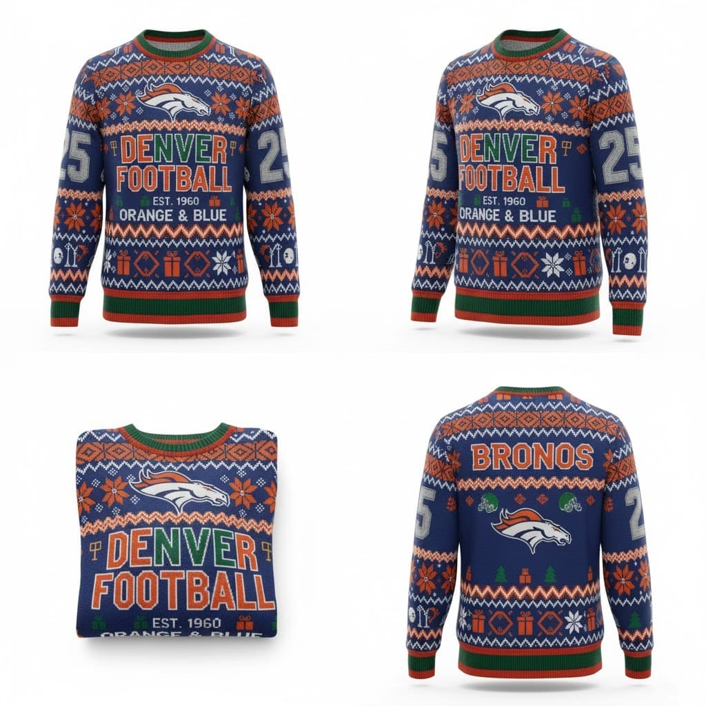 Denver Broncos 2025 Ugly Christmas Sweater – Official NFL Winter Holiday Knit. - Image 2