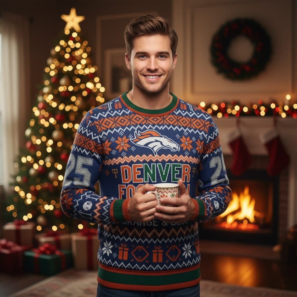 Denver Broncos 2025 Ugly Christmas Sweater – Official NFL Winter Holiday Knit. - Image 3