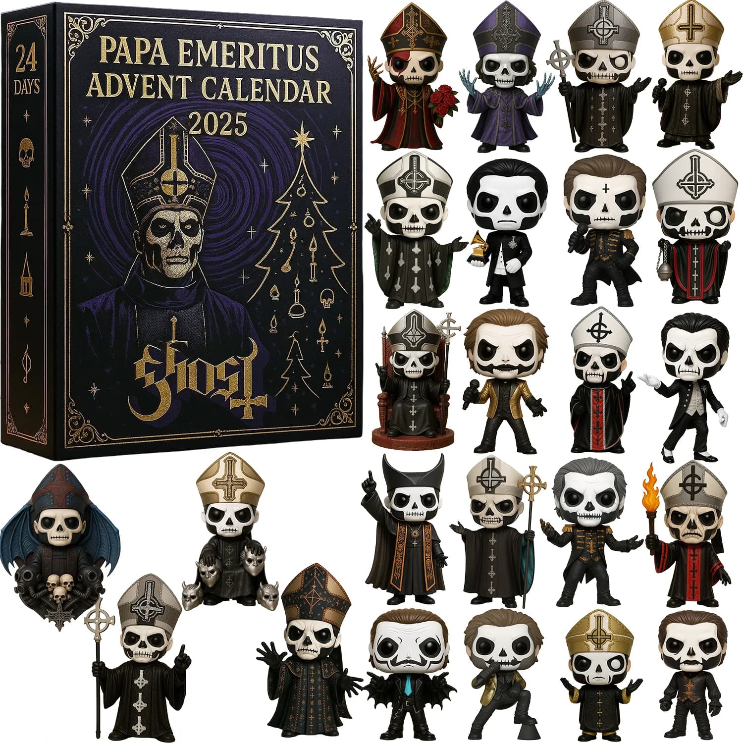 Ghost Papa Emeritus Advent Calendar 2025 (24 Acrylic Goth Ornaments) - Image 1