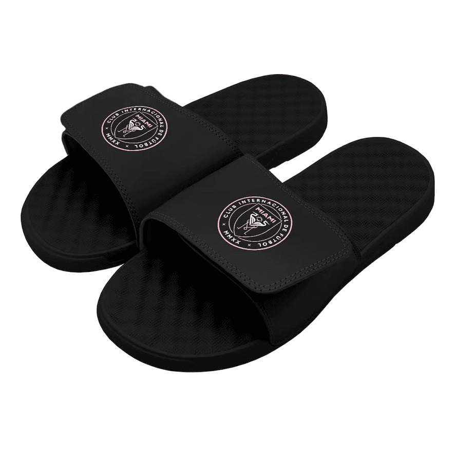 Inter Miami CF Black Slide Sandals – ISlide Men’s Comfort Footwear - Image 1