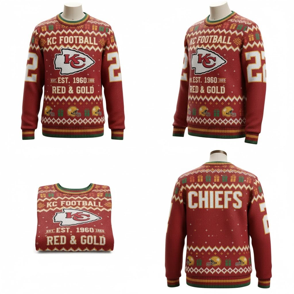 Kansas City Chiefs 2025 Ugly Christmas Sweater – Festive NFL Holiday Knit Pullover - Image 2