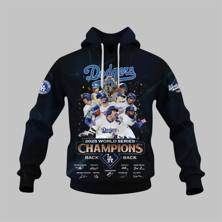 LA Dodgers 2025 World Series Champions Back-to-Back Hoodie - Image 1