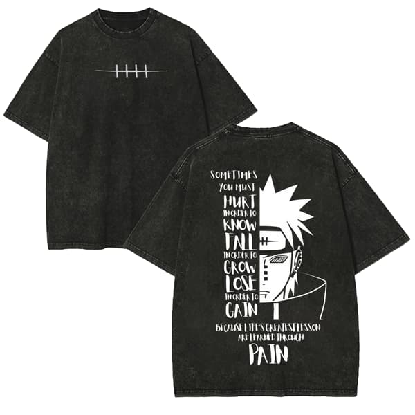 Naruto “Pain’s Lesson” Oversized T-Shirt – Inspired by Nagato’s Philosophy of Growth Through Pain - Image 1