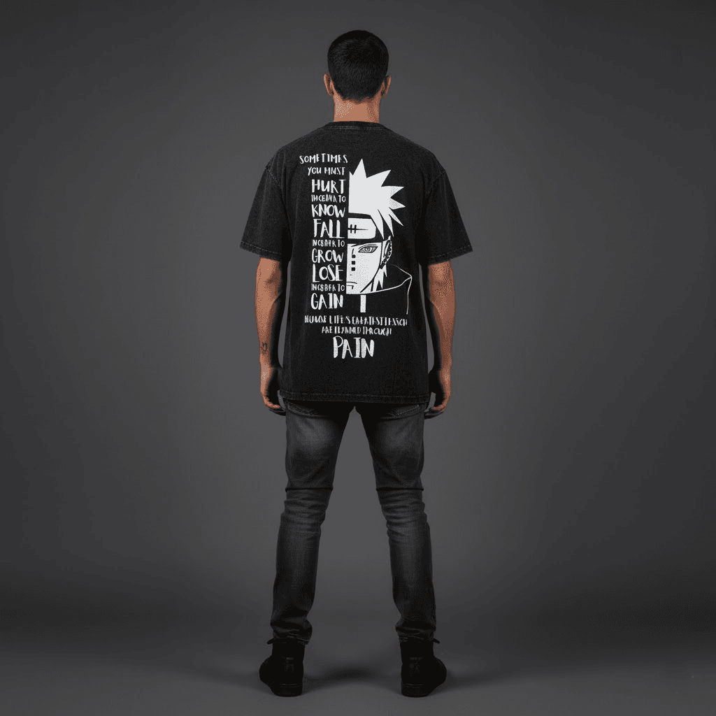 Naruto “Pain’s Lesson” Oversized T-Shirt – Inspired by Nagato’s Philosophy of Growth Through Pain - Image 2