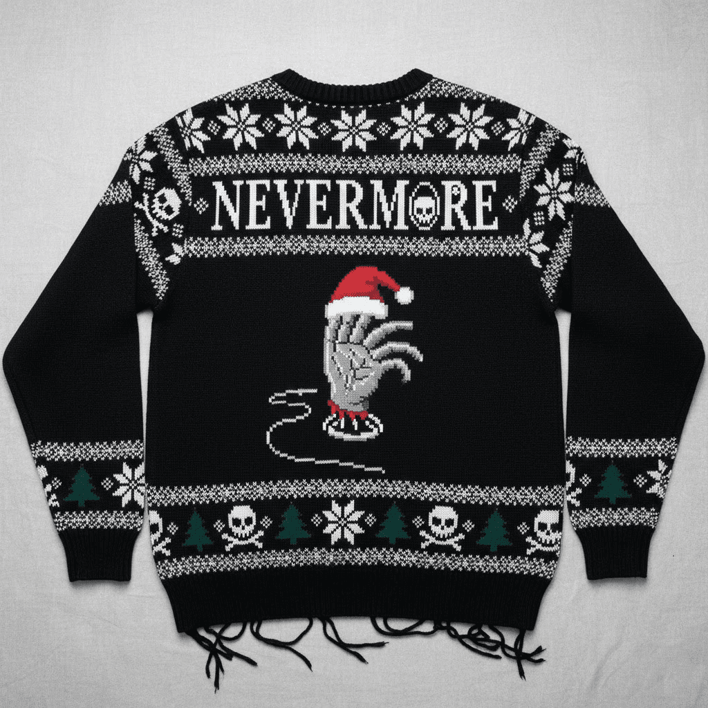 Nevermore Holiday: Wednesday Addams Christmas Ugly Sweater - Unisex Knit Jumper - Image 2