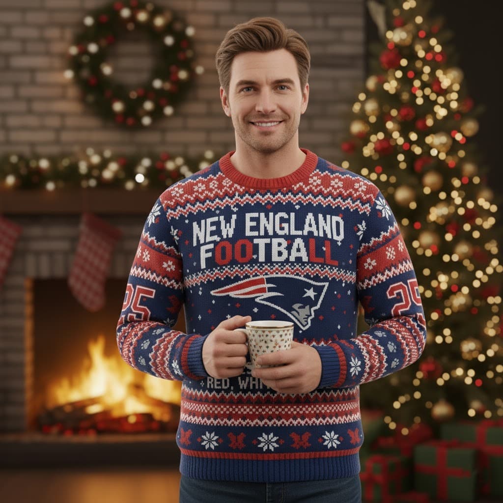 New England Patriots 2025 Ugly Christmas Sweater – NFL Festive Holiday Pullover - Image 3