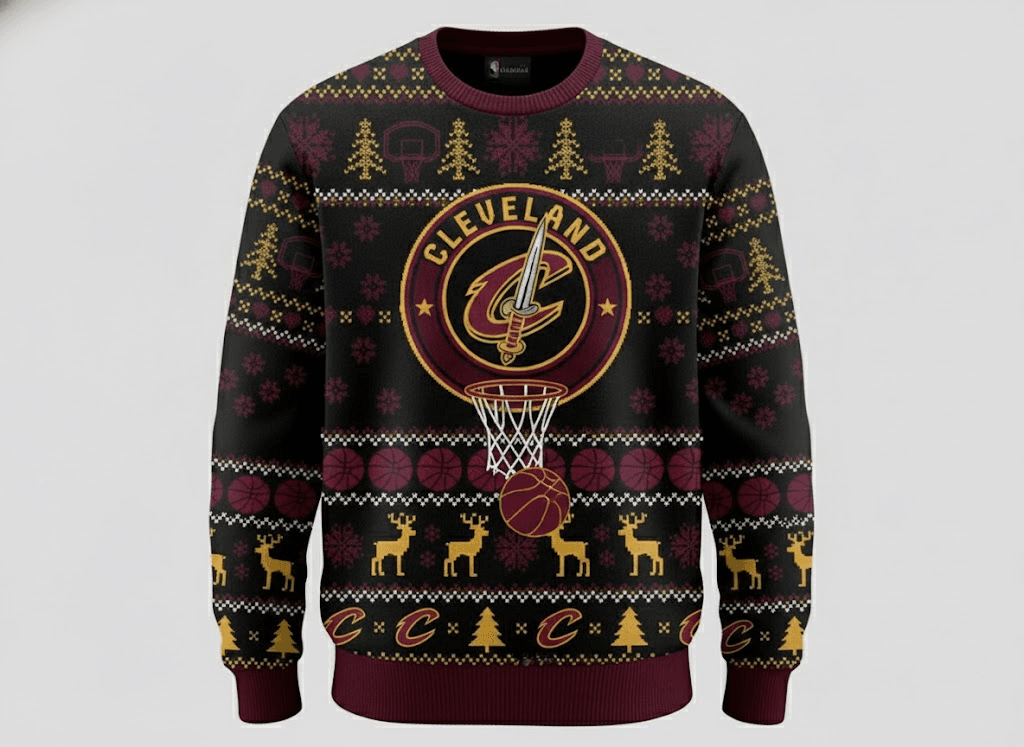 Official Cleveland Cavaliers NBA Ugly Christmas Sweater - Festive Holiday Jumper - Image 1