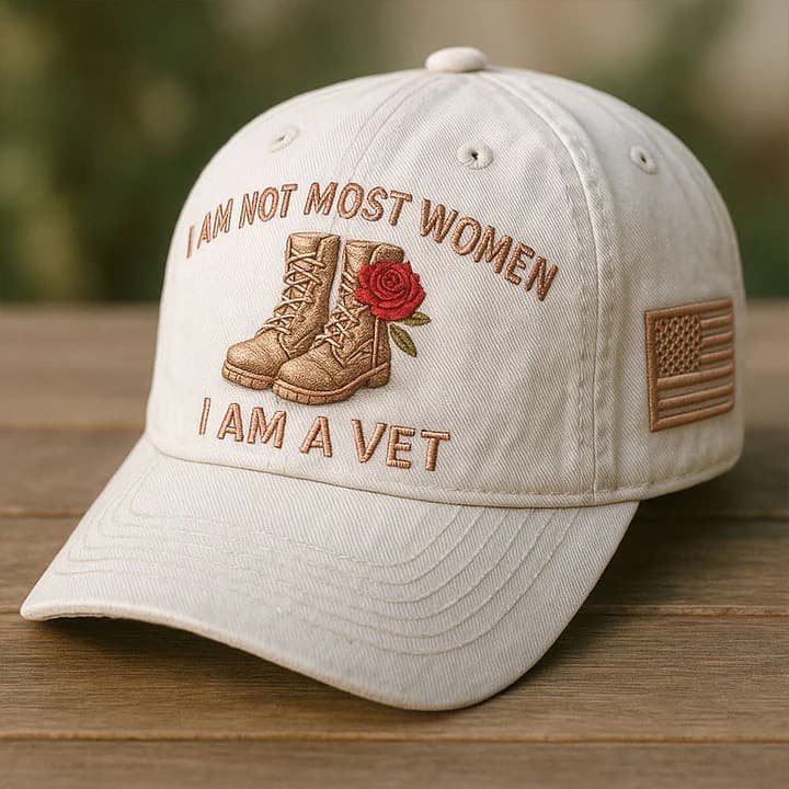 Proud Female Veteran Baseball Cap | Boots & Rose Vet Cap - Image 1