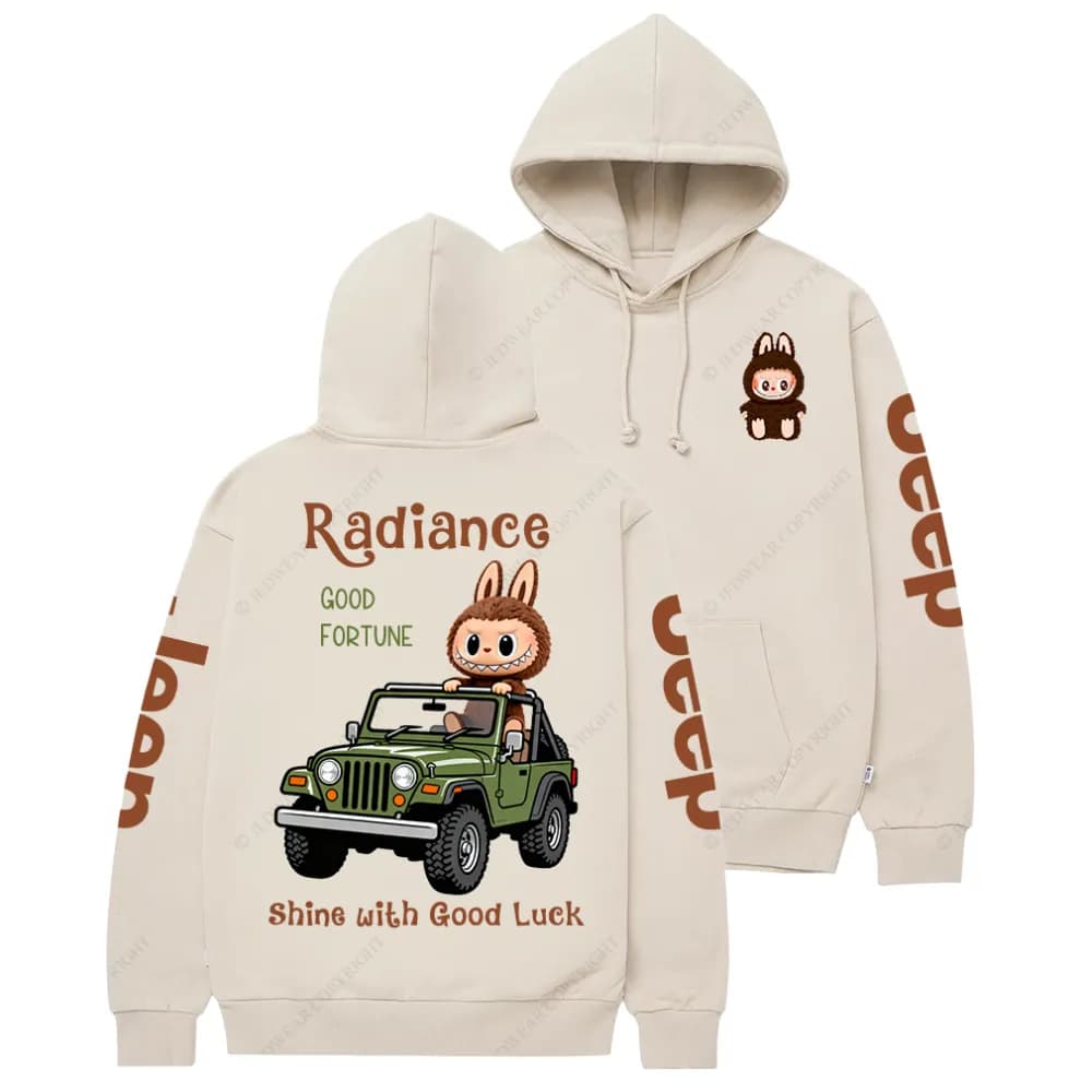 Radiance Good Fortune “Shine with Good Luck” JP Casual Hoodie | Cute Bunny Streetwear Pullover - Image 3