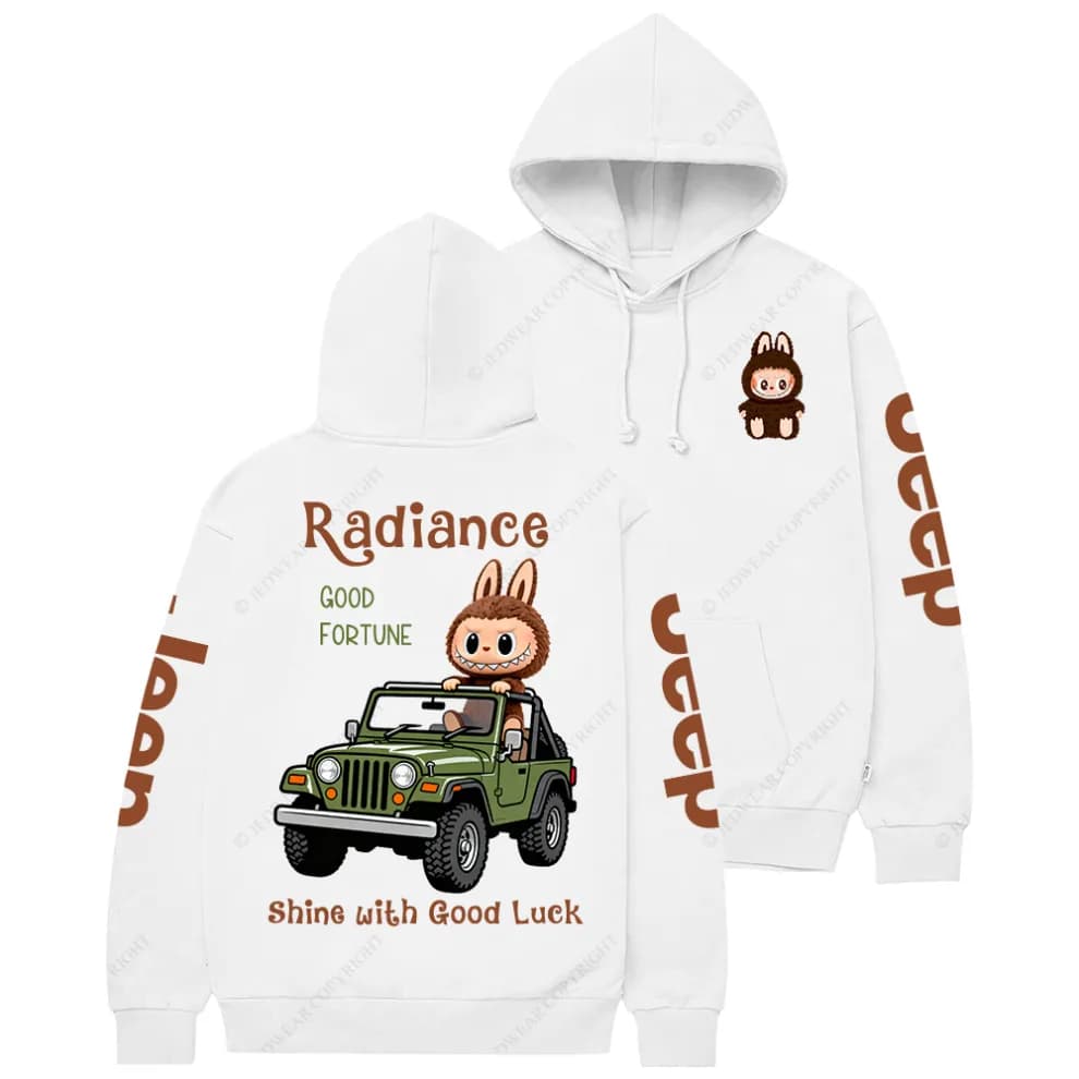 Radiance Good Fortune “Shine with Good Luck” JP Casual Hoodie | Cute Bunny Streetwear Pullover - Image 2