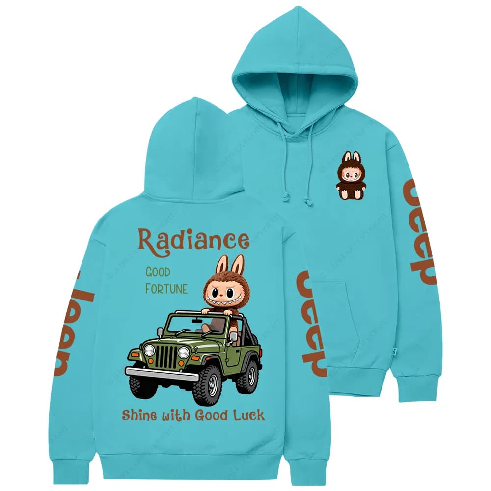 Radiance Good Fortune “Shine with Good Luck” JP Casual Hoodie | Cute Bunny Streetwear Pullover - Image 6