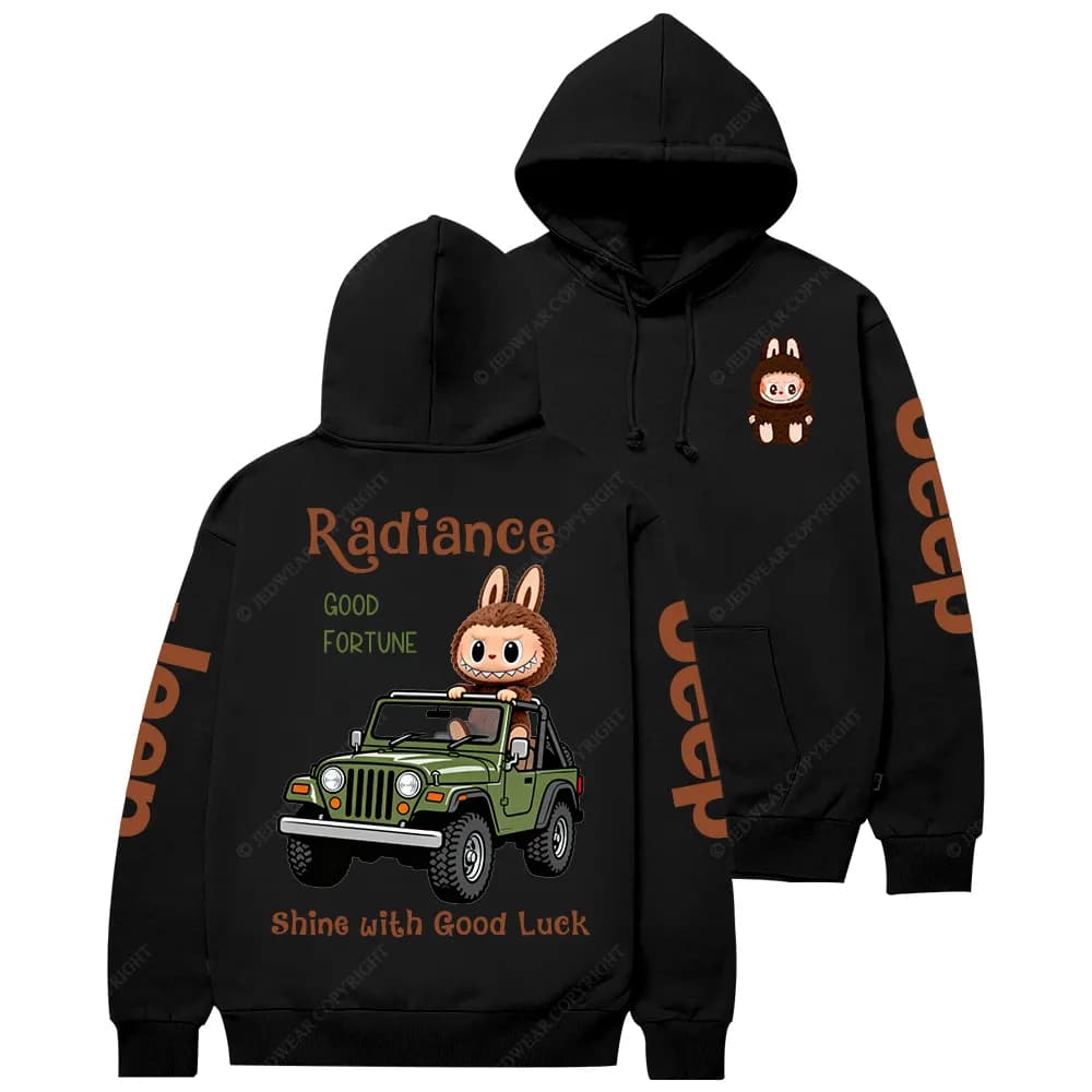 Radiance Good Fortune “Shine with Good Luck” JP Casual Hoodie | Cute Bunny Streetwear Pullover - Image 4