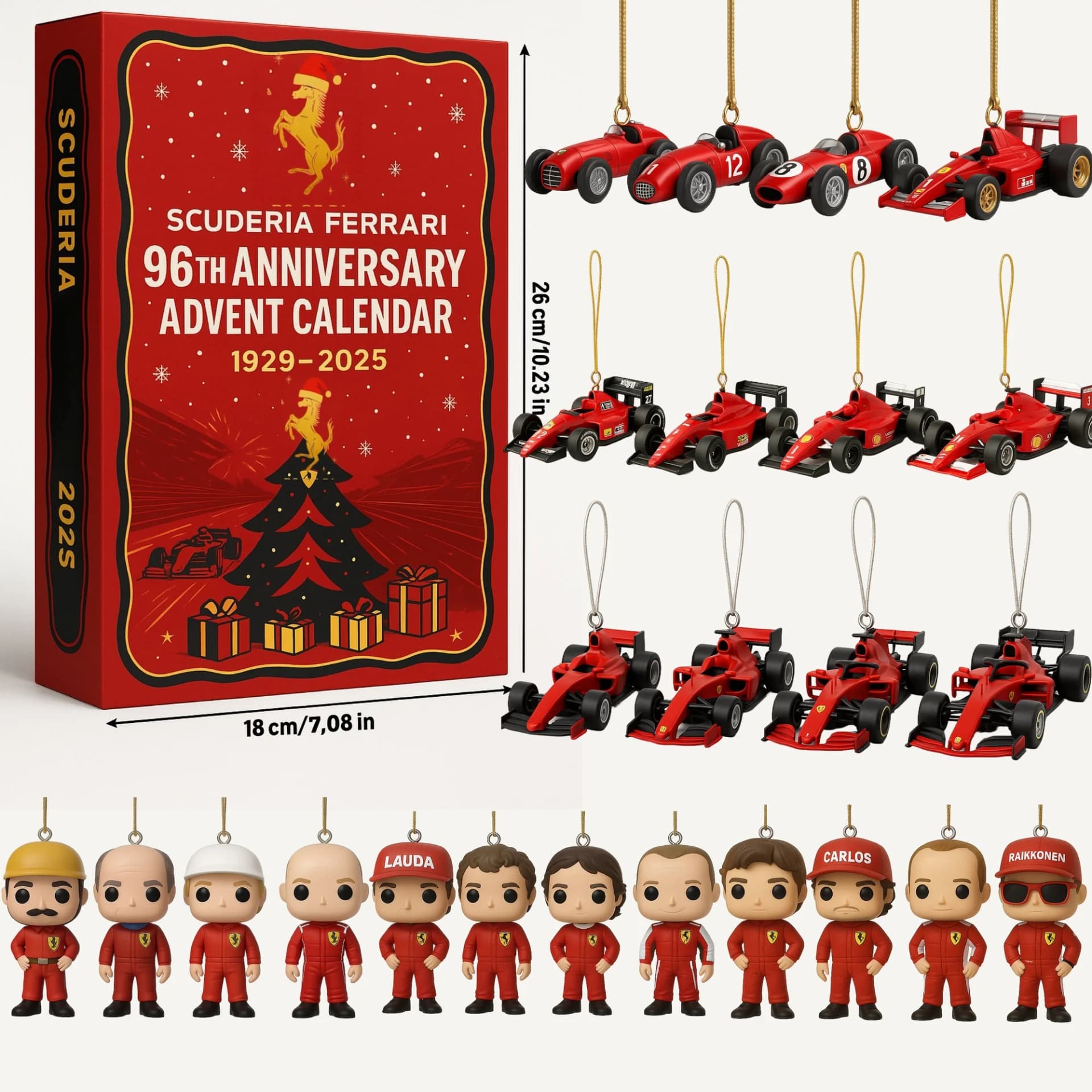 Scuderia Ferrari F1 96th Anniversary Advent Calendar 2025 (24 Racing Ornaments) - Image 1
