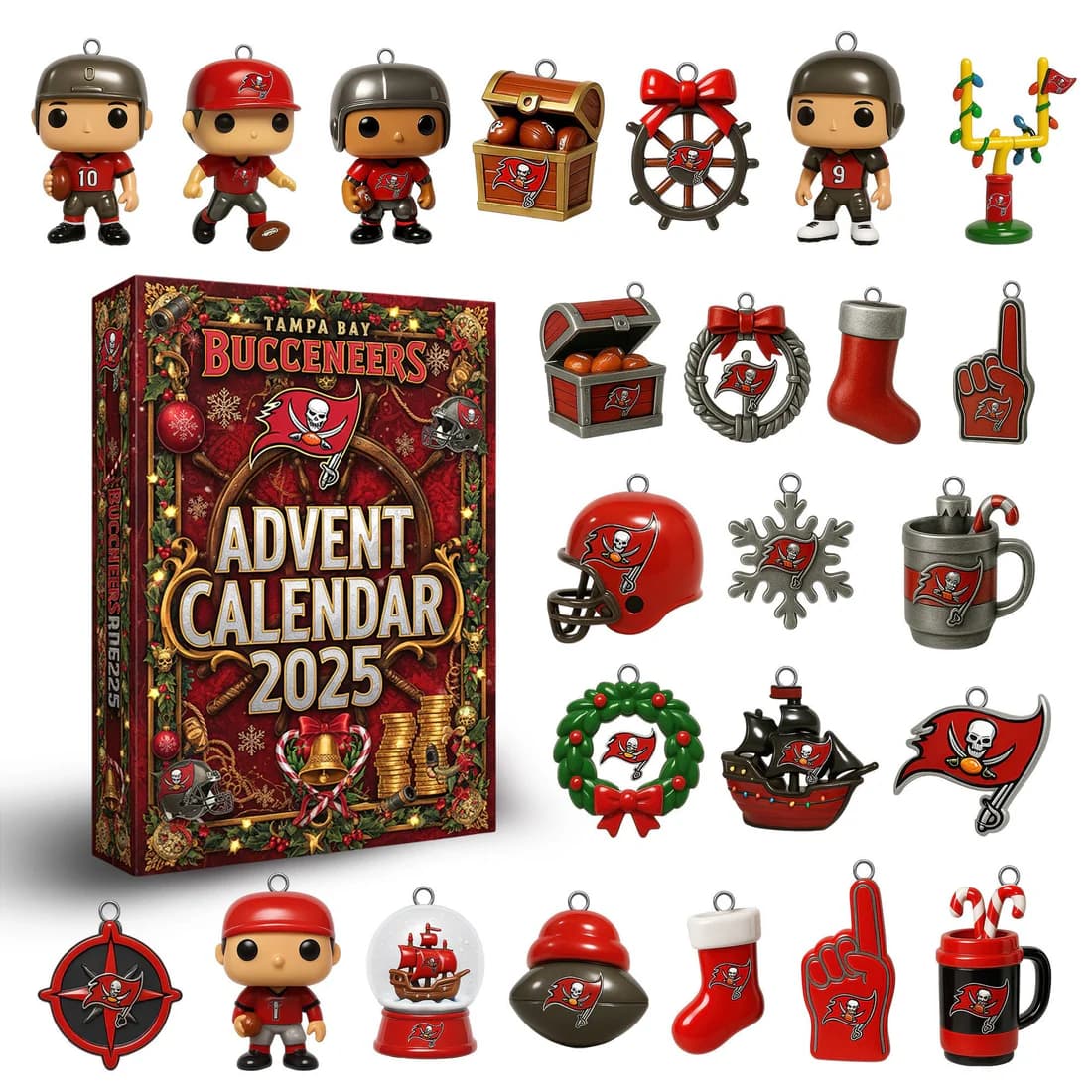 Tampa Bay Buccaneers Premium Advent Calendar 2025 (24 NFL Ornaments) - Image 2