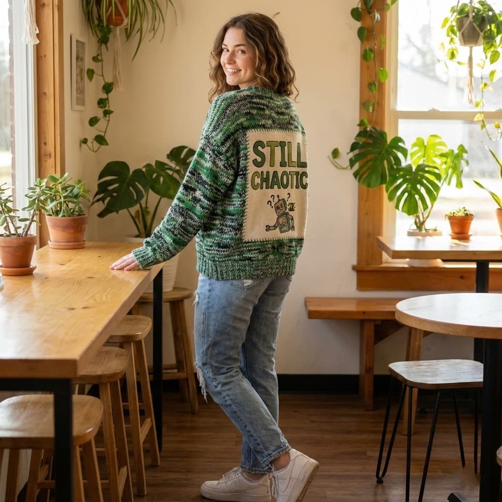 Ugly Christmas Sweater AI Robot – “AI Will Not Replace Me (I’m Too Chaotic!)” - Image 4