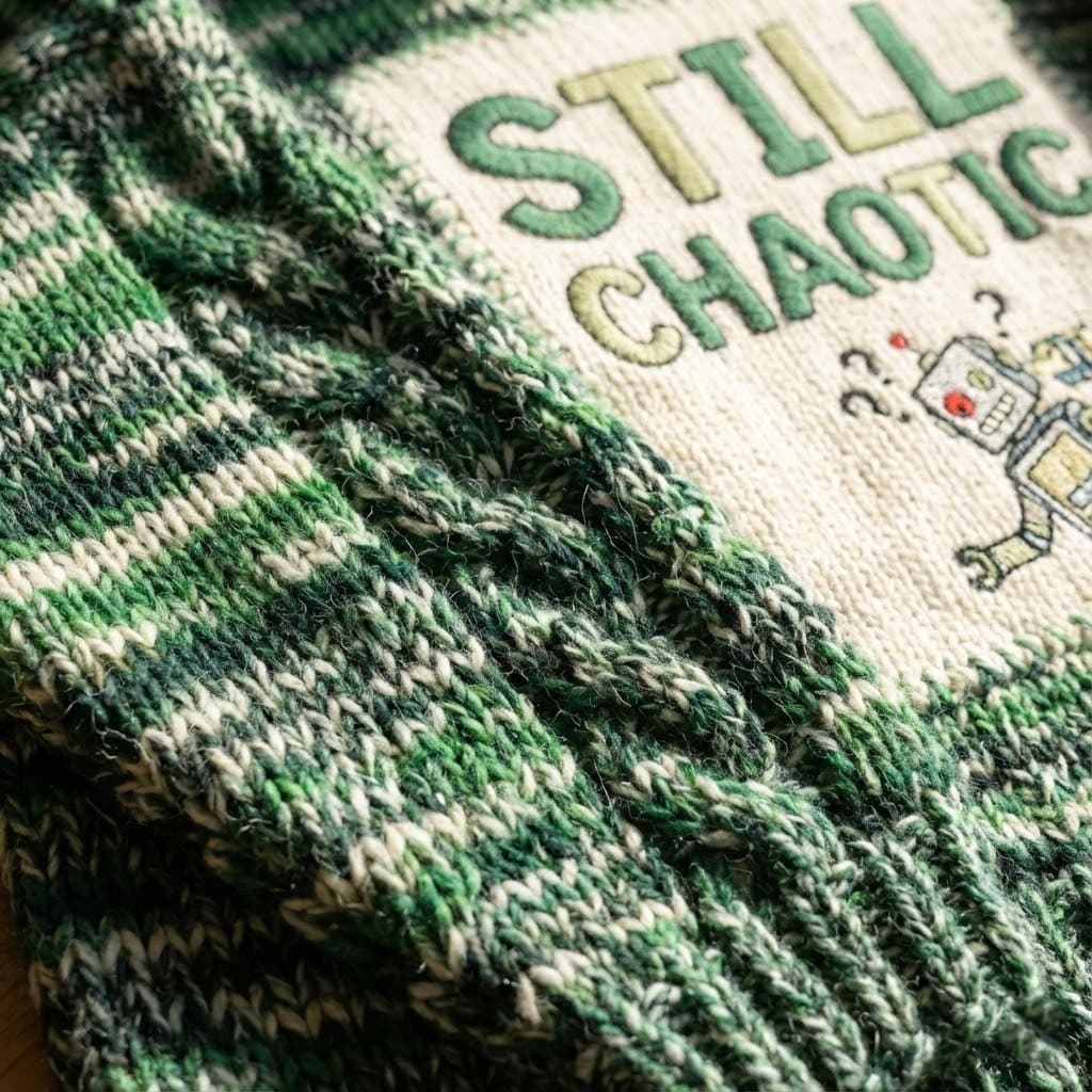 Ugly Christmas Sweater AI Robot – “AI Will Not Replace Me (I’m Too Chaotic!)” - Image 3