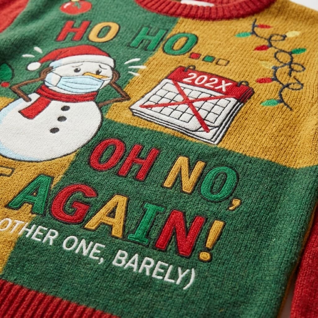Ugly Christmas Sweater Pandemic Snowman – “Ho Ho Oh No, Not Again!” - Image 4