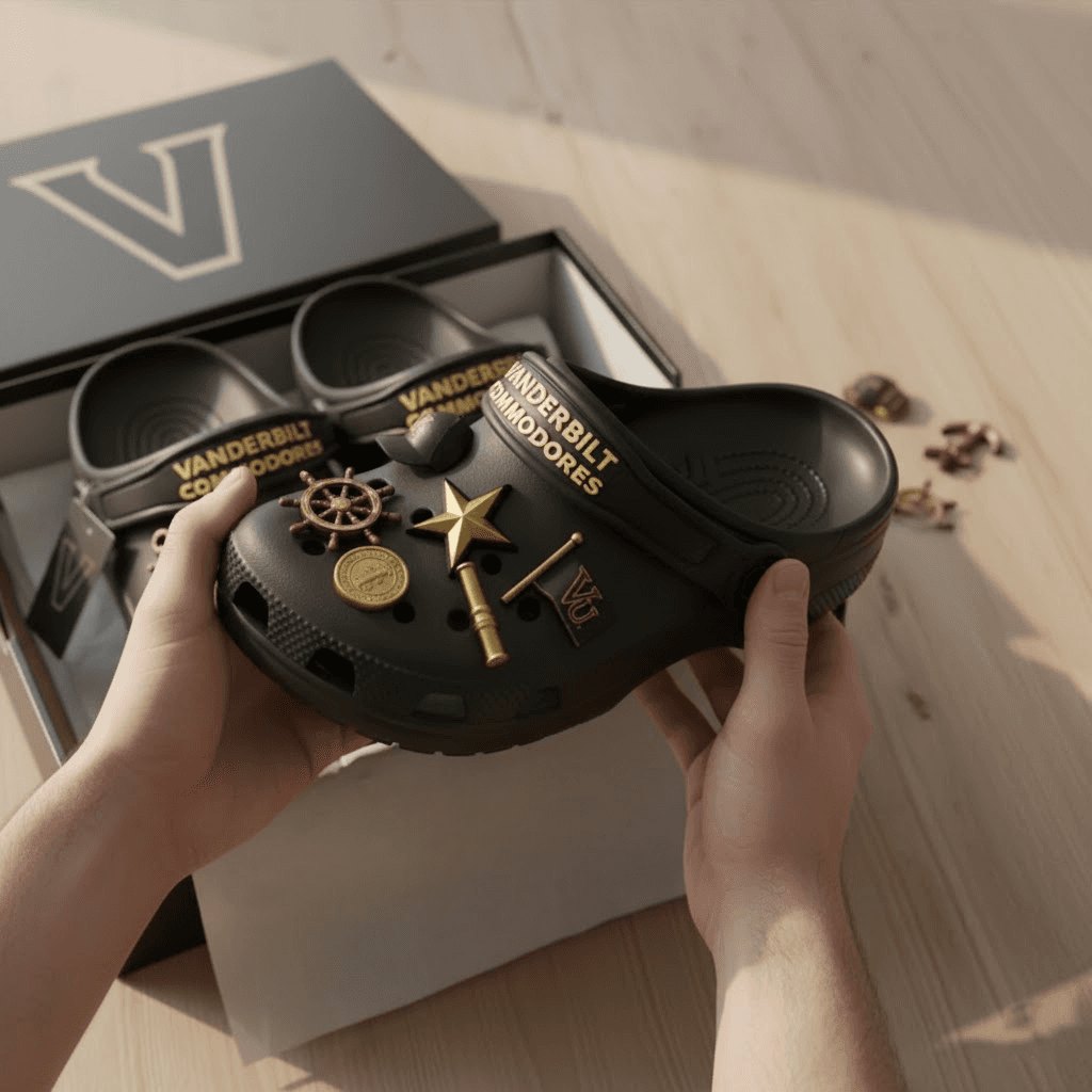 Vanderbilt Commodores Custom Clogs - Black & Gold Star Power - Image 2