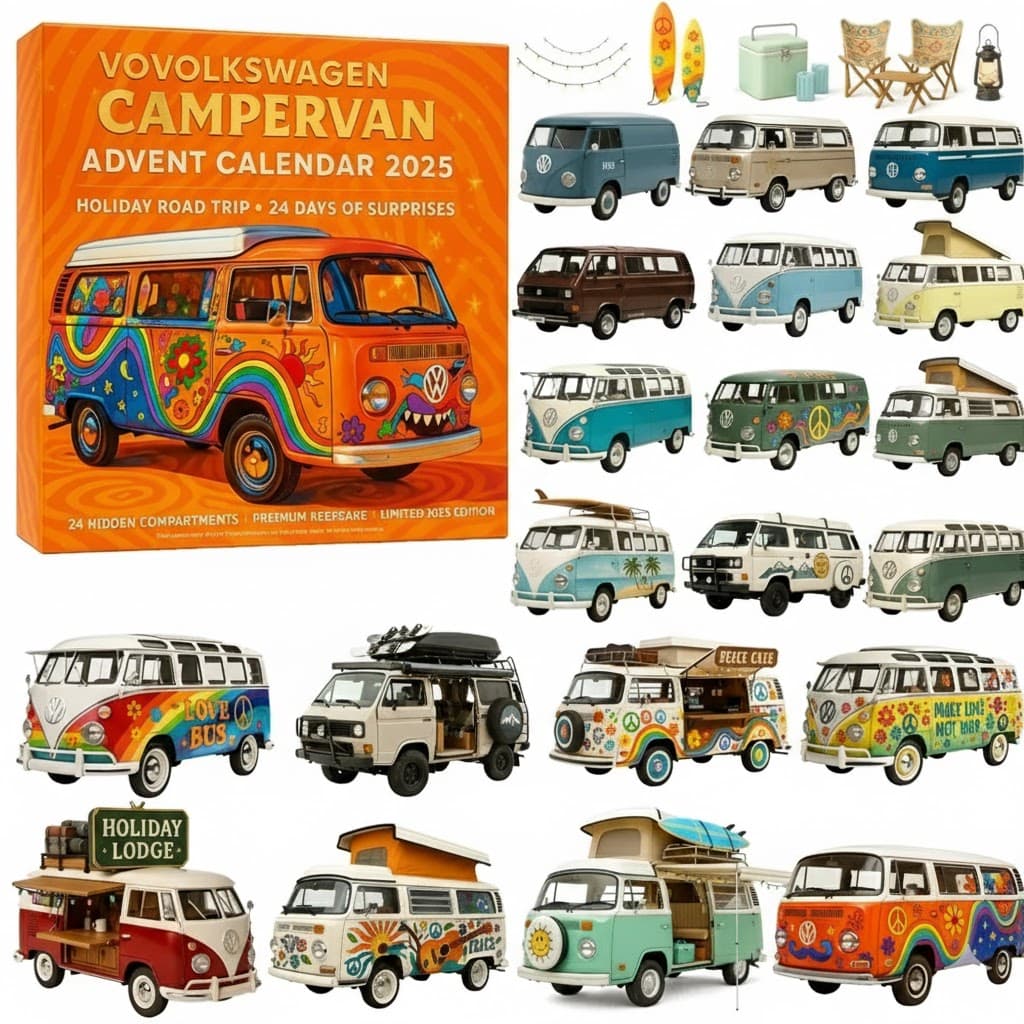 Volkswagen Campervan Advent Calendar 2025 - 24-Day VW Bus Ornaments - Image 1