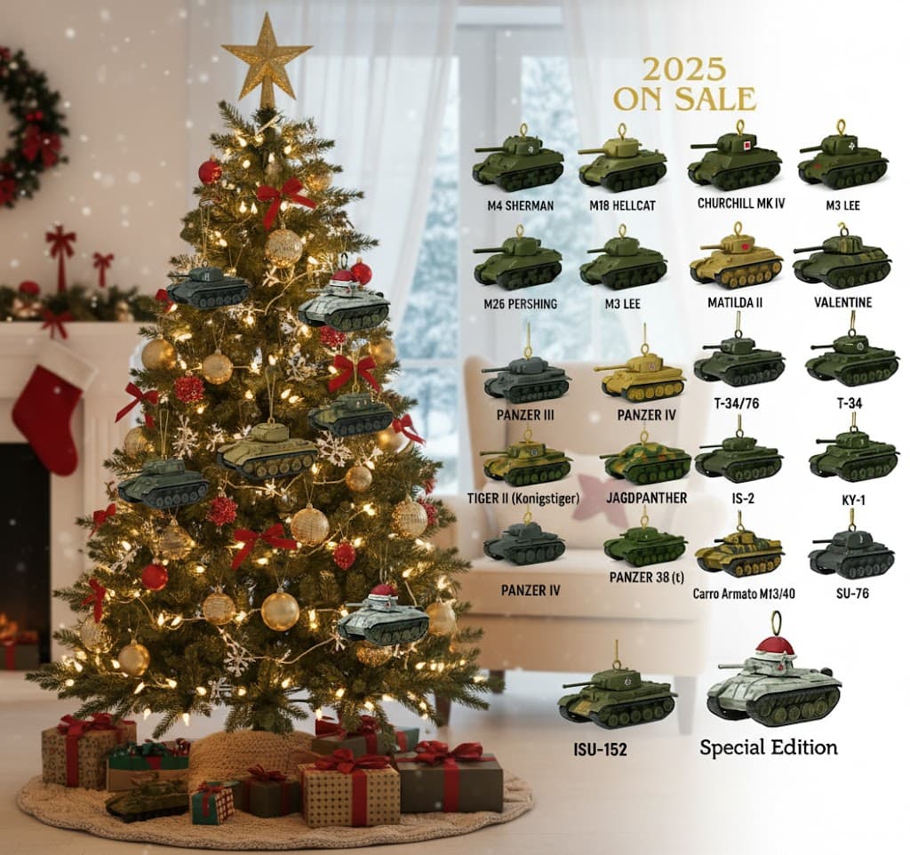 WWII Tank Advent Calendar 2025 - 24-Day Countdown with Military Ornaments - Image 2